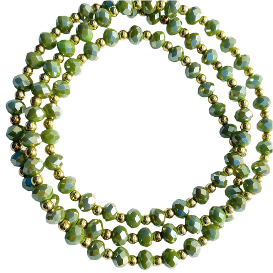 Olive Green Faceted Waist Bead