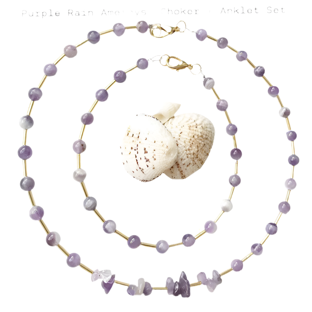 Purple Rain Amethyst Necklace and Anklet Set