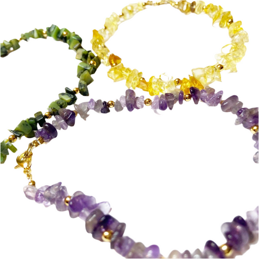 Crystal Chip Gemstone Anklets