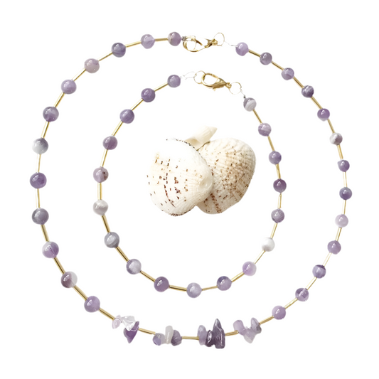 Purple Rain Amethyst Necklace and Anklet Set